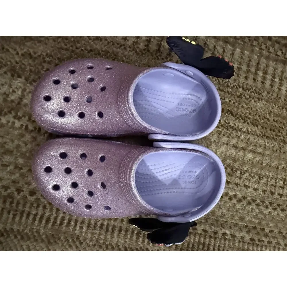 RARE CROCS KIDS Classic IAM Butterfly Clog 211262 Mystic Purple Toddlers Sz 13 C
